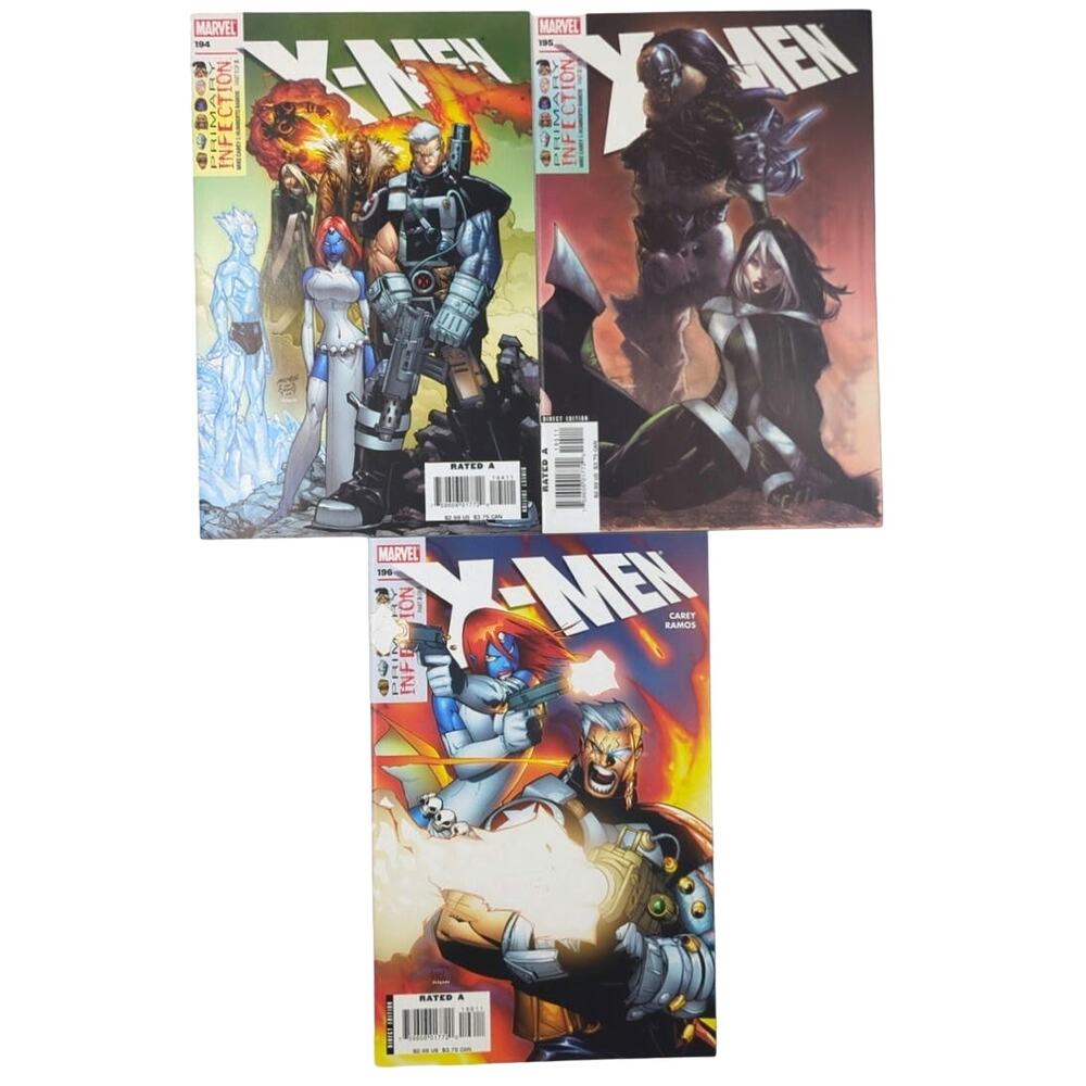 Marvel X-Men 2007 Lot 3 Comic Run 194-196 Primary Infraction Cable Mystique